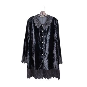 Biya by Johnny Was Women's Vintage 100% Rayon Velvet Button Front Tunic Top